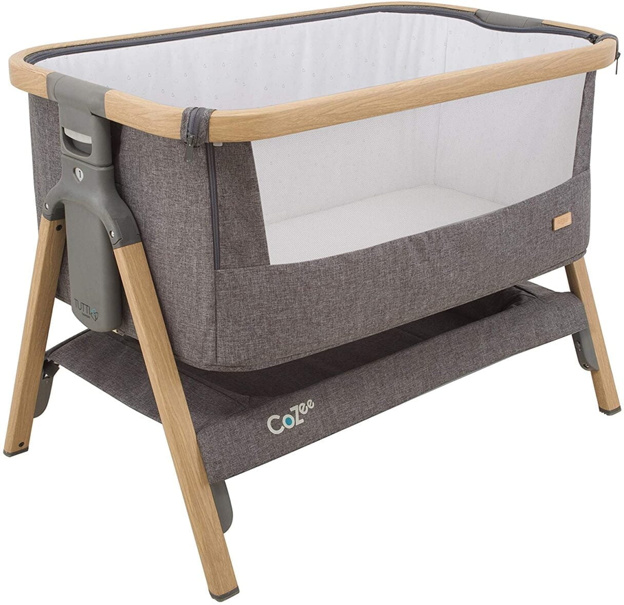 Tutti Bambini Cozee Bedside Crib-Oak grey