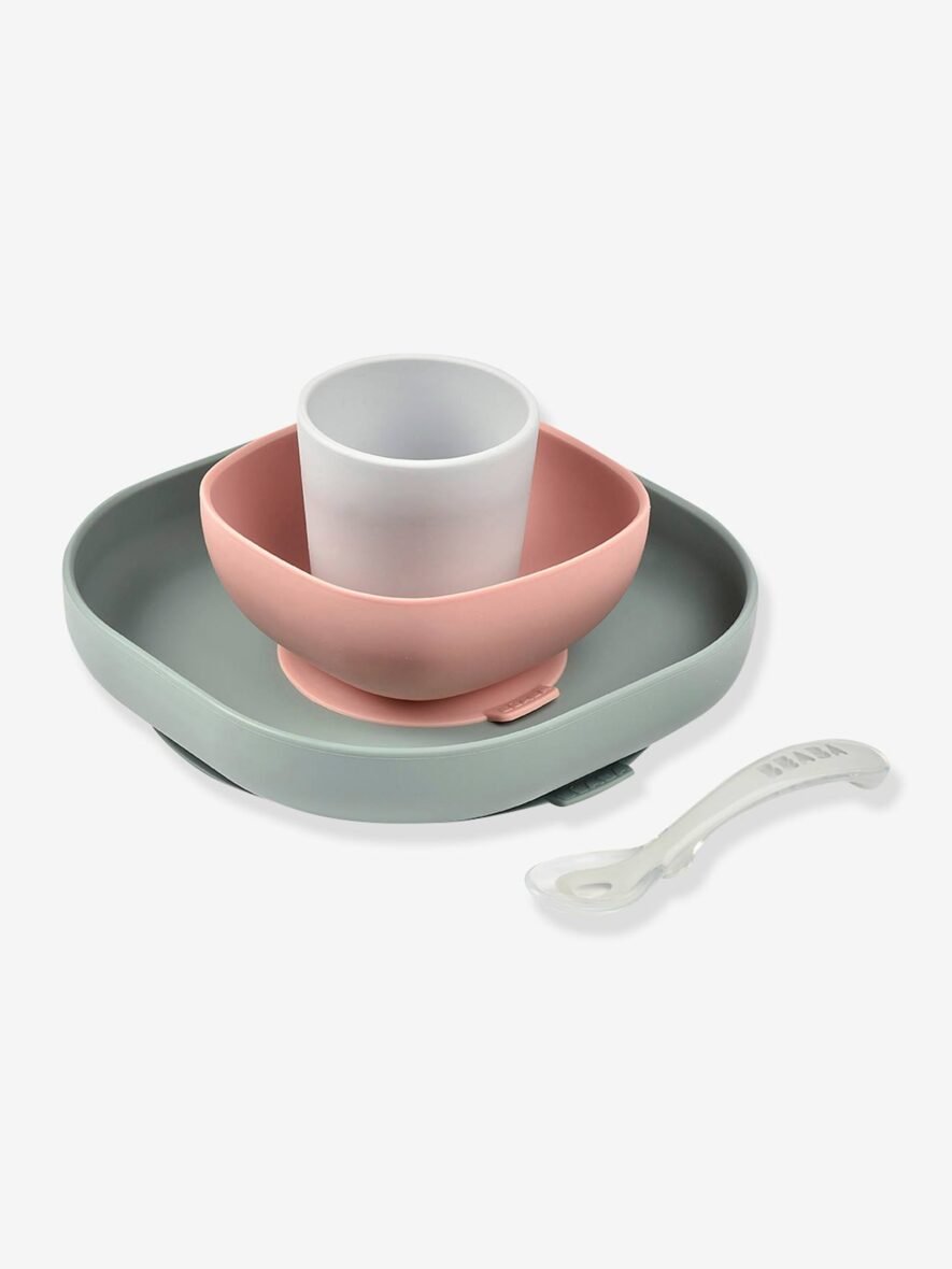 Beaba Set vaisselle 4 pièces silicone – eucalyptus