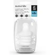 Suavinex, Lot de 2 tétines pour biberon anticoliques Zero Zero Flux  adaptatif, spécial allaitement mixte, 0 mois, 2 unités