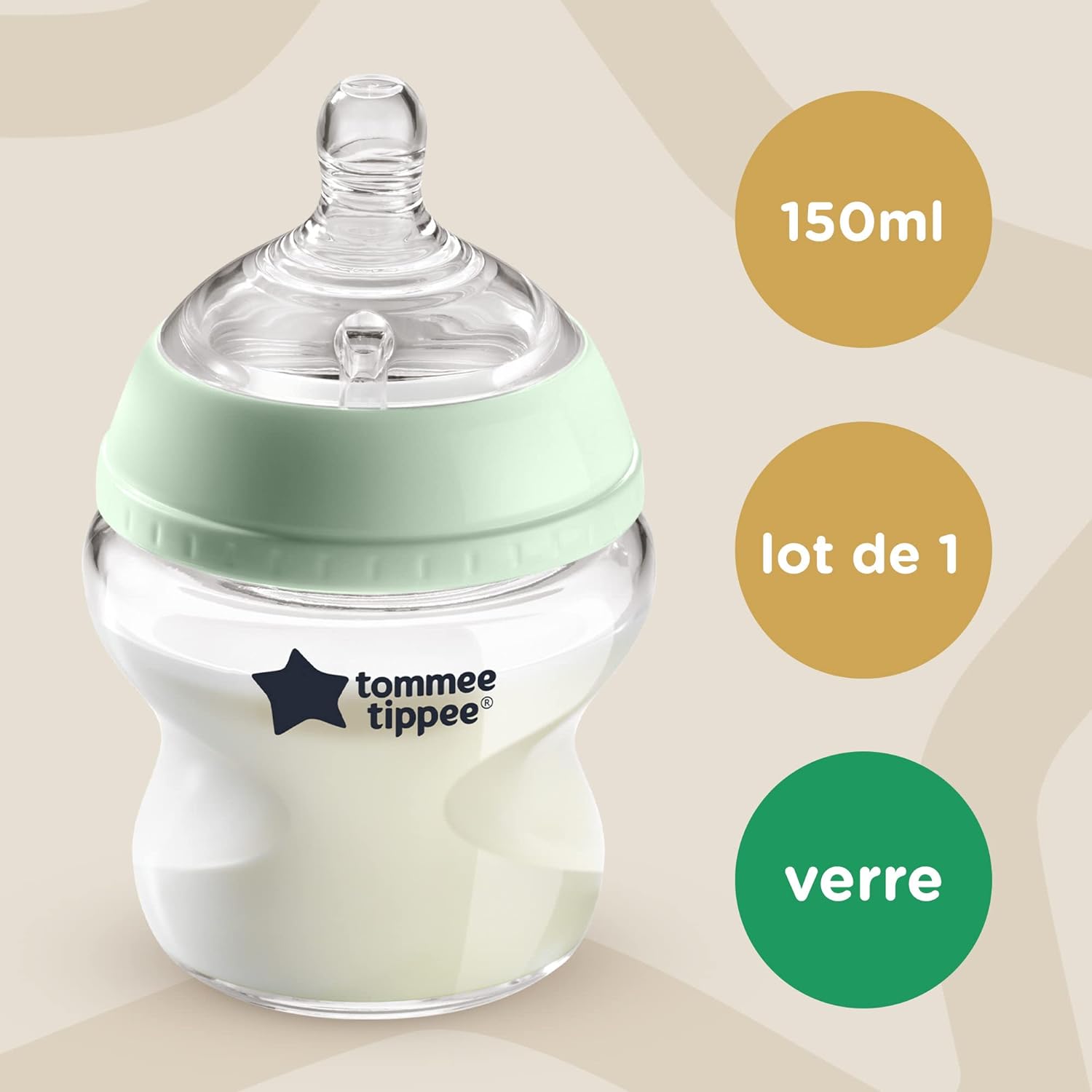 Biberon Verre 150mL tétine ronde 3vitesse Oiseau - Hello Kids Maroc