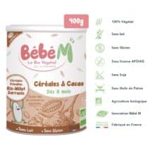Retrouvez Bébé M Céréales cacao 8mois+ | 100% végétale | Sans lait | Sans gluten aux meilleurs prix sur Bebemaman.ma . Livraison partout au Maroc.