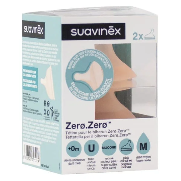 Suavinex - Tétine ronde 0-6 mois débit lent Blanc - Idée liste de cadeaux