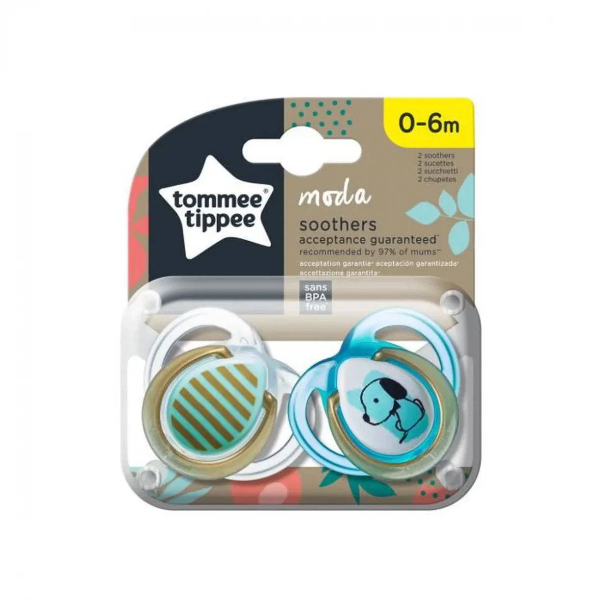 Tommee Tippee Lot de 2 Sucettes Moda 0-6m Garçon