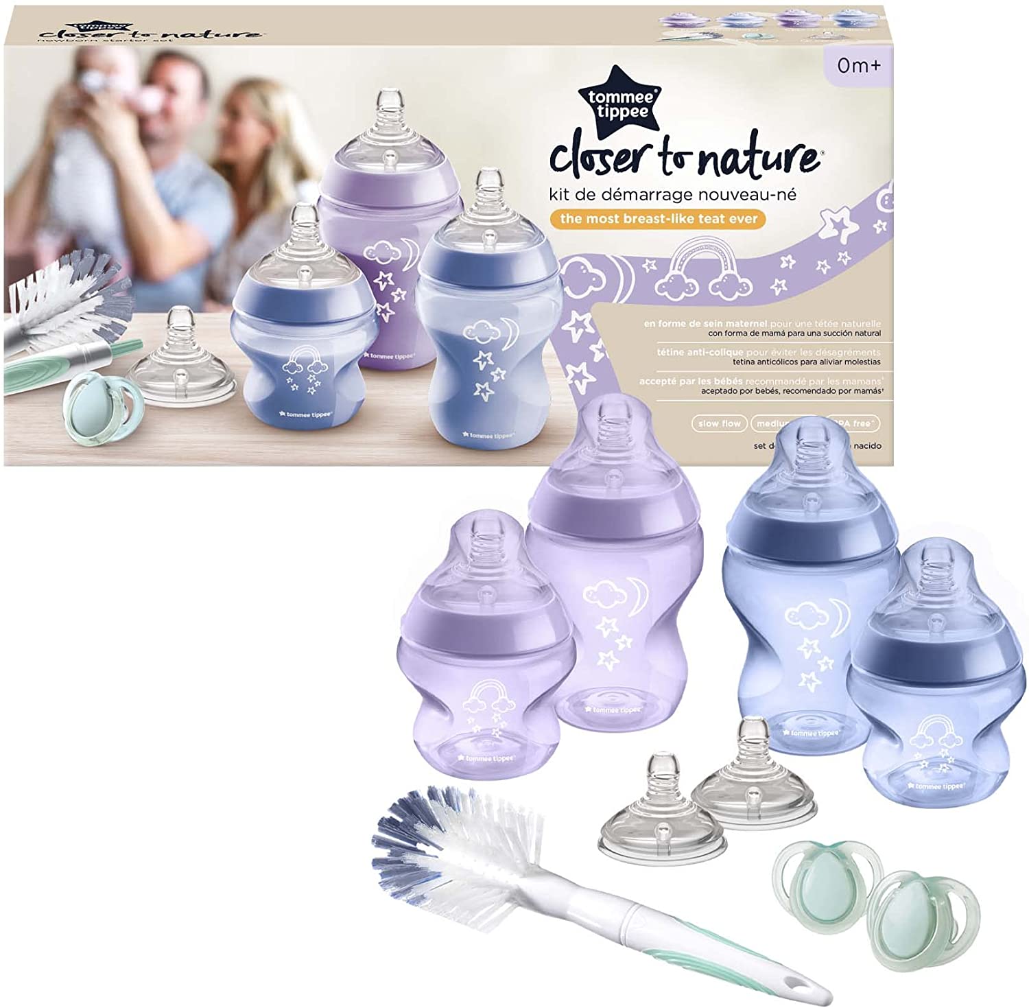 Tommee Tippee Coffret Naissance Biberons Closer to Nature violet