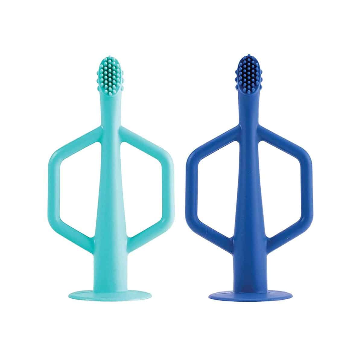 Tiny Twinkle Brosse à dent en Silicone 6M+ – Bleu & Vert