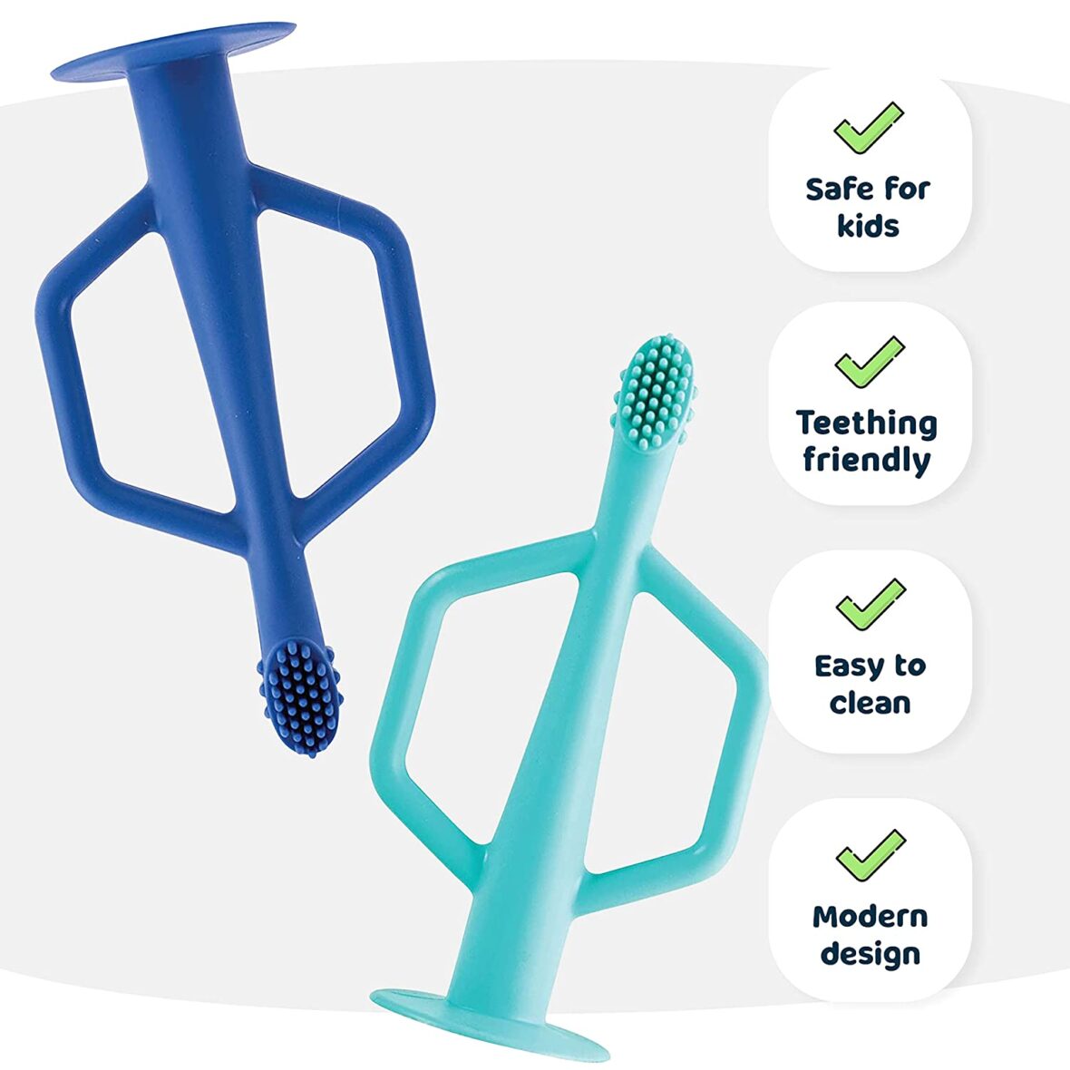 Tiny Twinkle Brosse à dent en Silicone 6M+ – Bleu & Vert 6