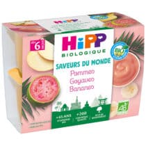 Retrouvez Hipp Coupelles Pommes Goyaves Bananes 6m+ 4x100g aux meilleurs prix sur Bebemaman.ma . Livraison à domicile partout au Maroc.