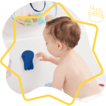 Badabulle Puzzle de bain : lot de 8 stickers flottants aux couleurs et formes attrayantes pour favoriser l'éveil et offrir une expérience de jeu ludique et éducative pour les tout-petits.