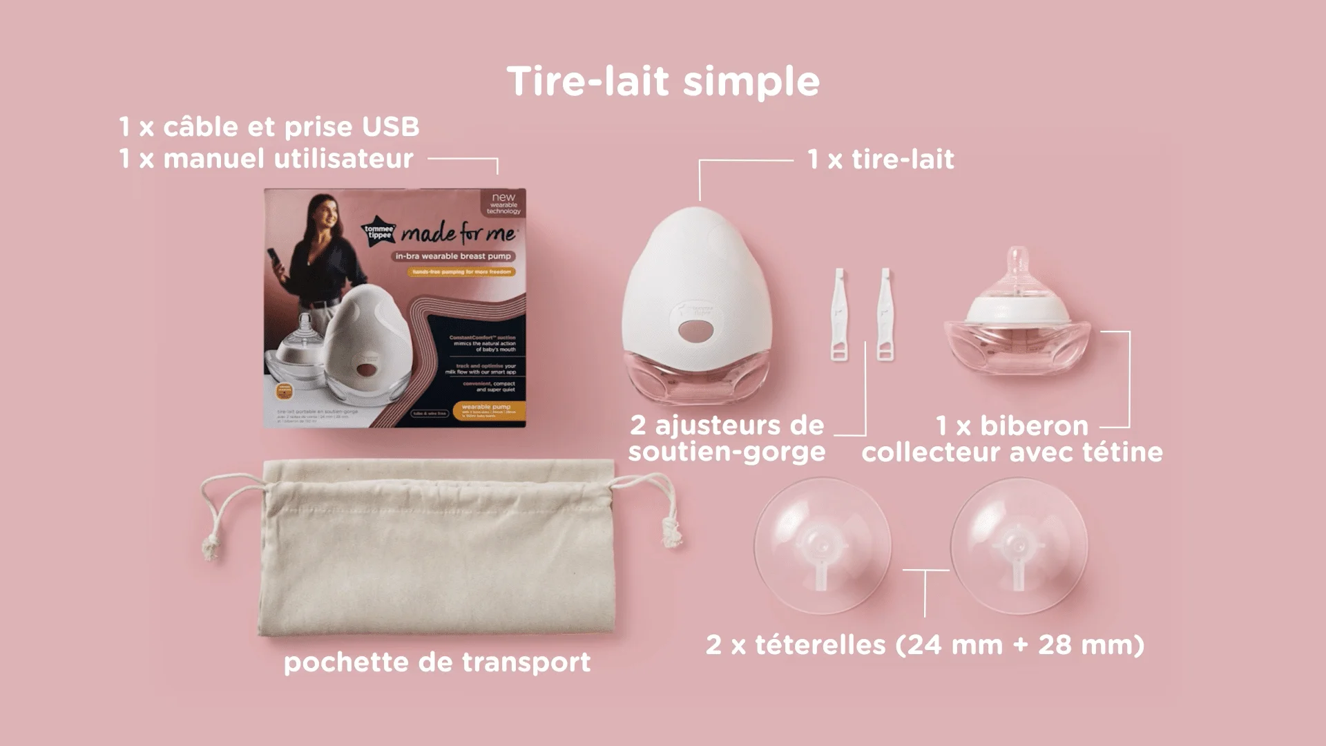 Tire-lait portable simple Elvie