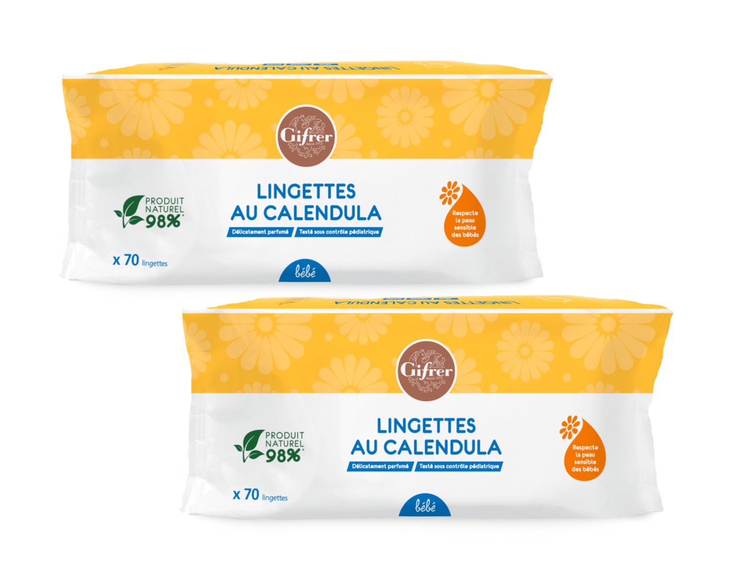 Gifrer Lot de 2 lingettes au Calendula