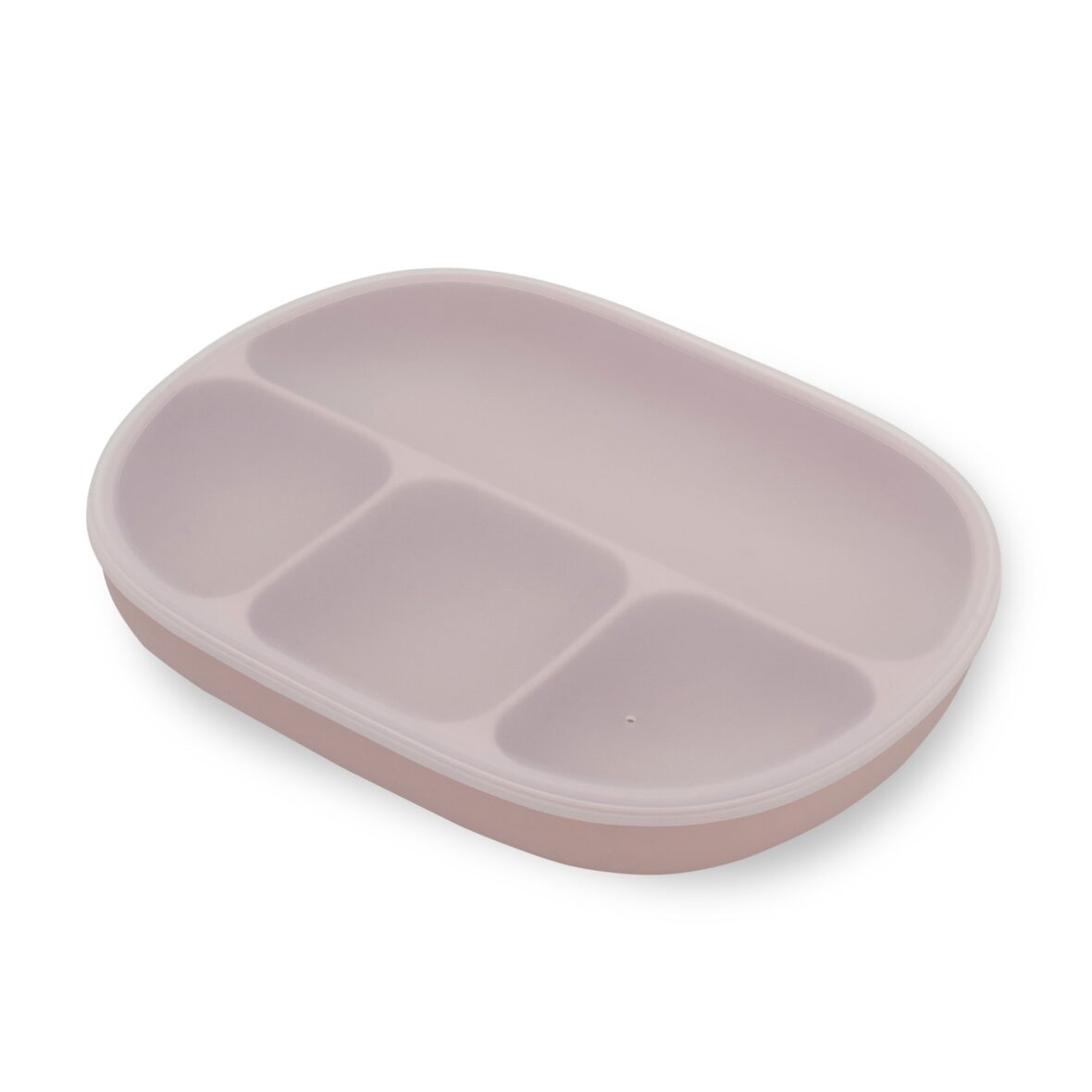 Interbaby Assiette avec couvercle en silicone et ventouse Rose