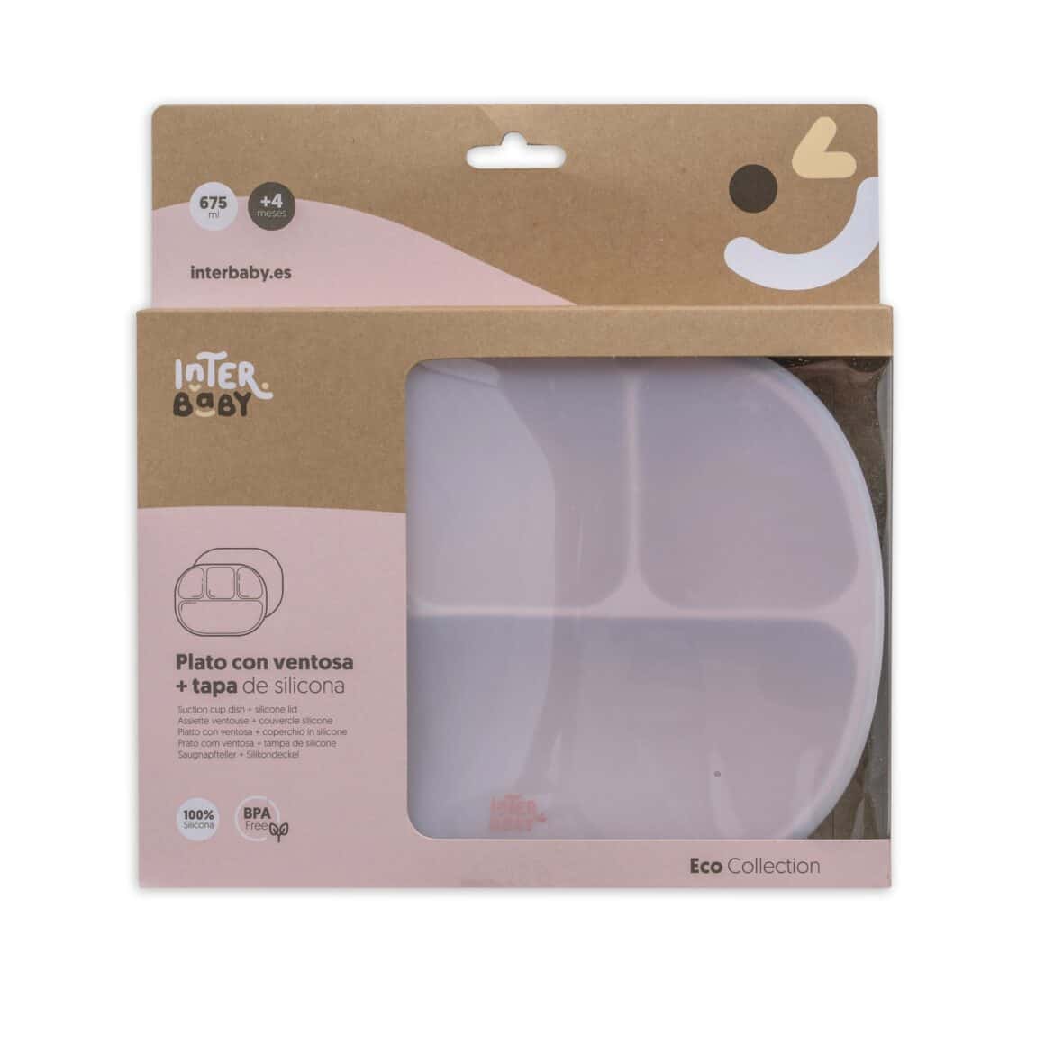 Bebemaman-nterbaby Assiette avec couvercle en silicone-Rose-3