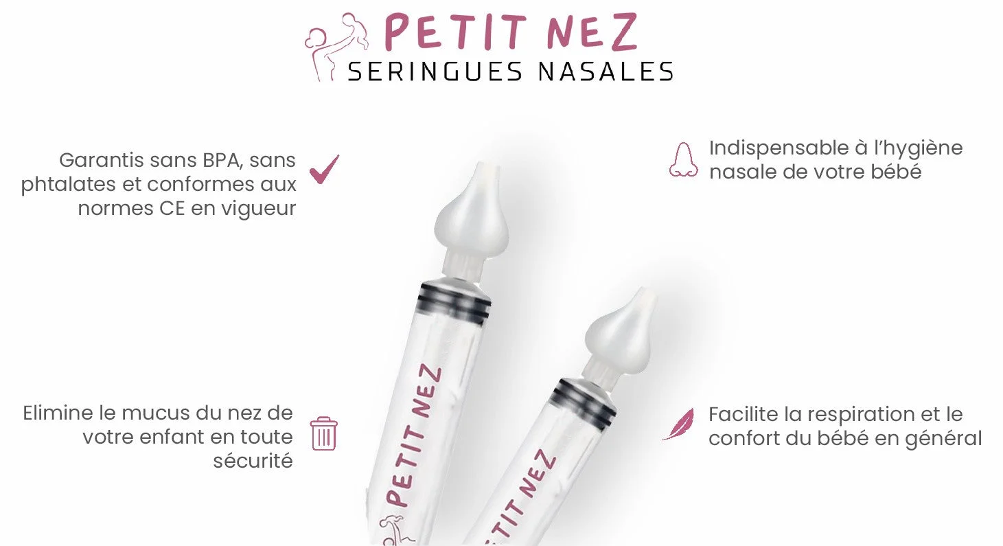 Mouche bébé seringue nasale 10ml sans BPA, Kit 4 seringues avec embouts  silicone