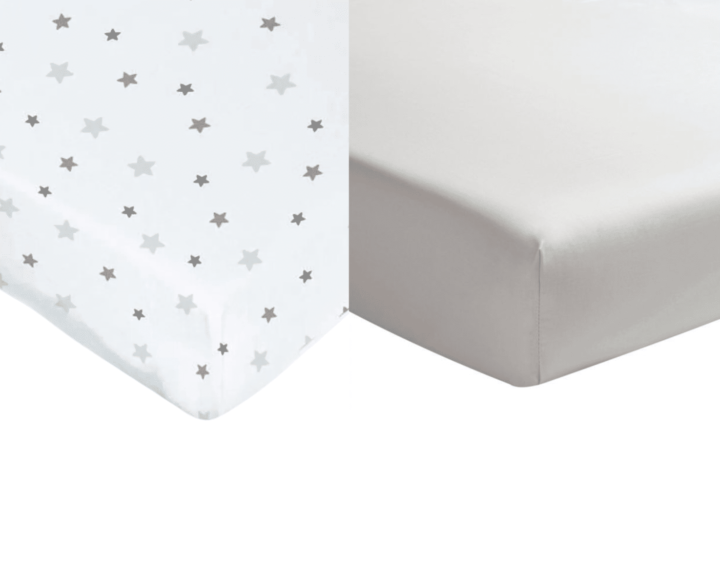 Domiva Lot de 2 draps housses coton Gris – Etoiles