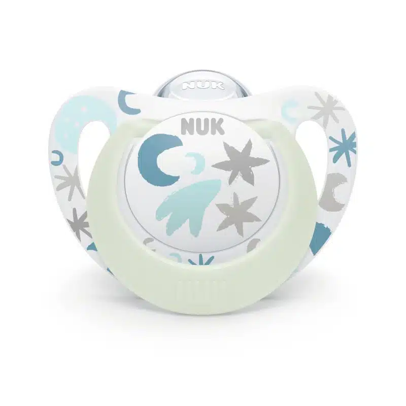 Nuk Sucette Silicone Star Jour & Nuit, 2 pièces, Blanc / rose, 6-18 mois