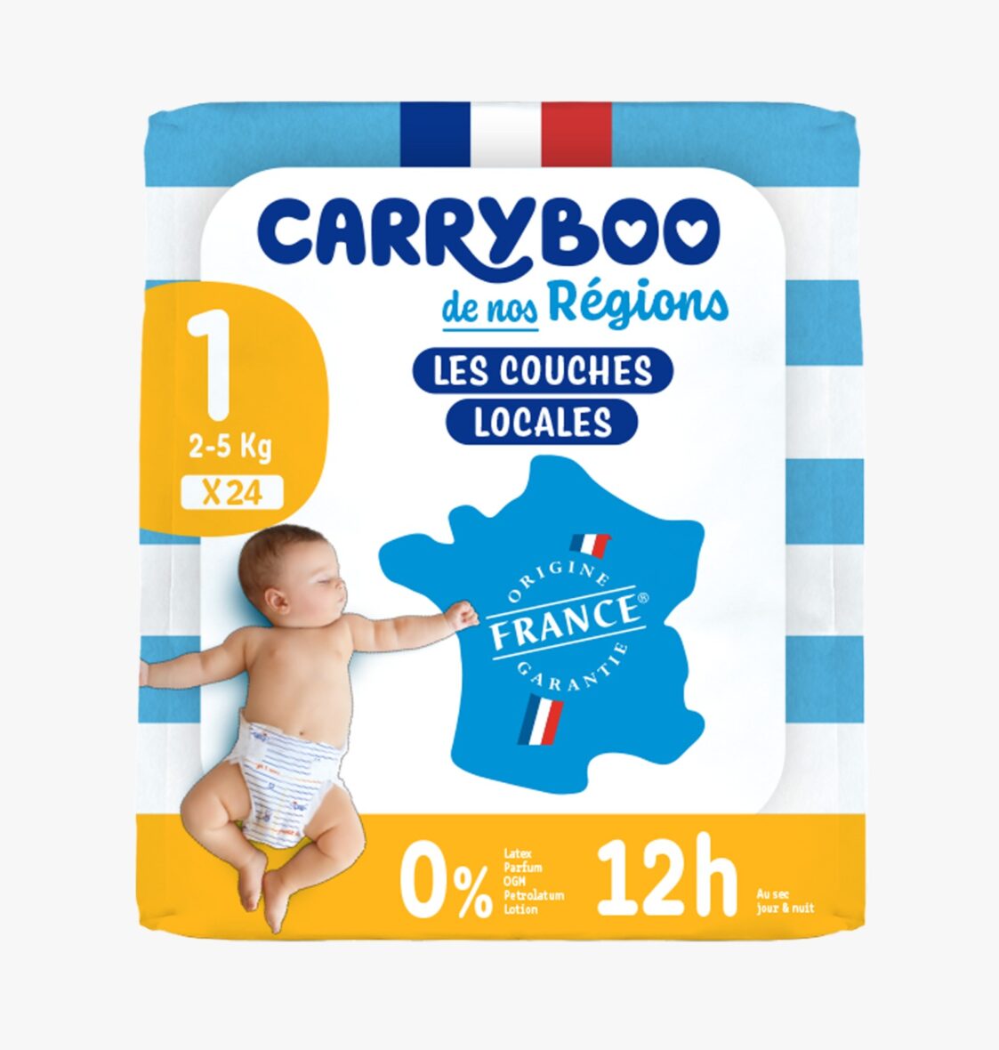 Carryboo Couches Écologiques Taille 1 (2-5kg) 24 unités