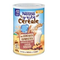 Retrouvez Nestle P’tite Céréale Chocolat au lait Saveur Biscuit aux céréales complètes dès 12 mois aux meilleurs prix sur Bebemaman.ma