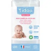 Retrouvez Tidoo Maxi Carrés Coton Bio Ultra Doux 50pcs aux meilleurs prix sur Bebemaman.ma . Livraison à domicile partout au Maroc. Paiement à la livraison.