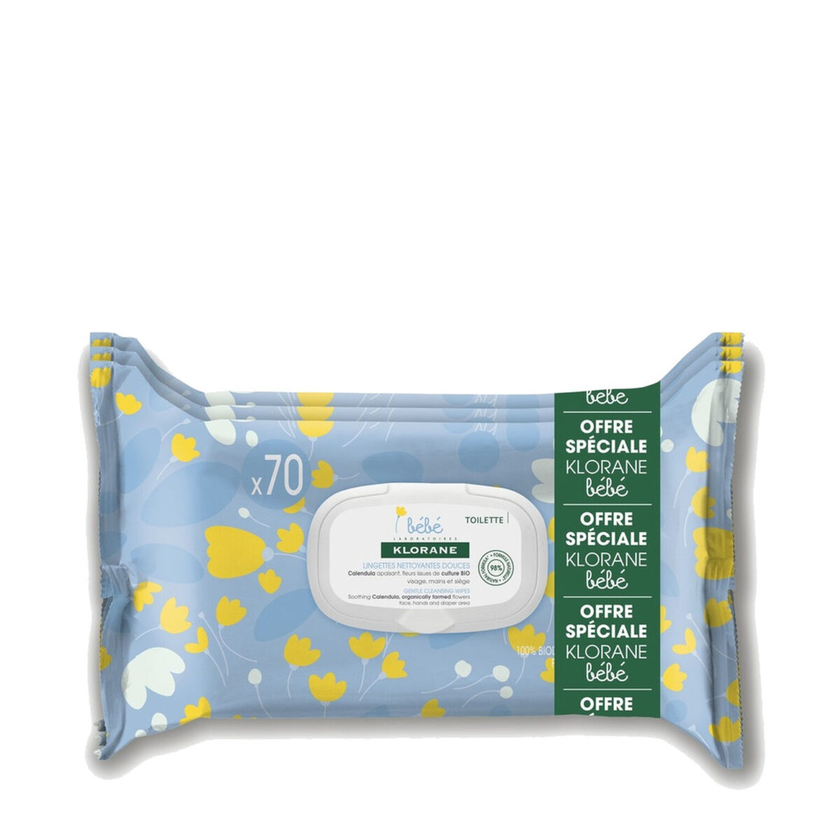 Klorane Bébé Lot de 2 lingettes nettoyantes