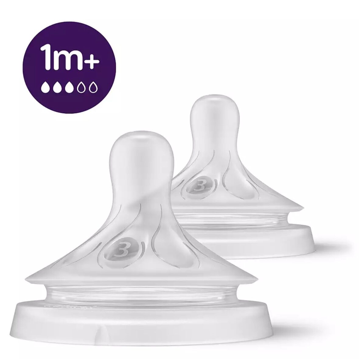 Philips Avent Lot de 2 tétines Natural 3.0 – 1 mois+ débit lent