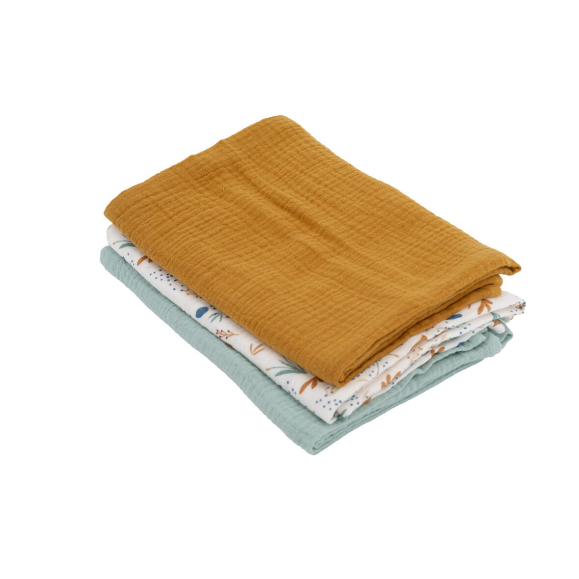 Domiva Lot de 3 Langes en Bambou Caramel/Vert